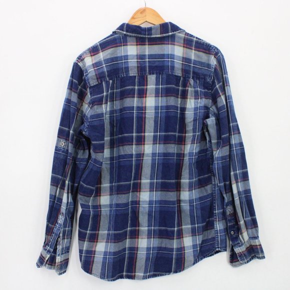 Retrofit Shirt Mens Blue Plaid Button Down Long Sleeve Collared Cotton Sz M - Picture 7 of 9